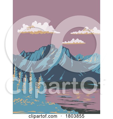 Jackson Lake in Grand Teton National Park Wyoming USA WPA Art Poster by patrimonio