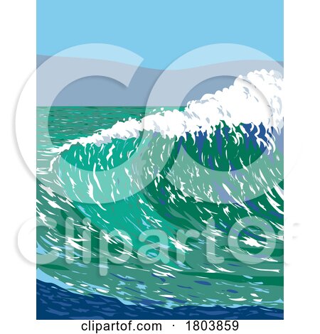 Sandspit Beach or Santa Barbara Harbor Beach in San Luis Obispo California WPA Poster Art by patrimonio