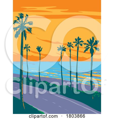 Tamarack Surf Beach in Carlsbad State Beach California WPA Poster Art by patrimonio