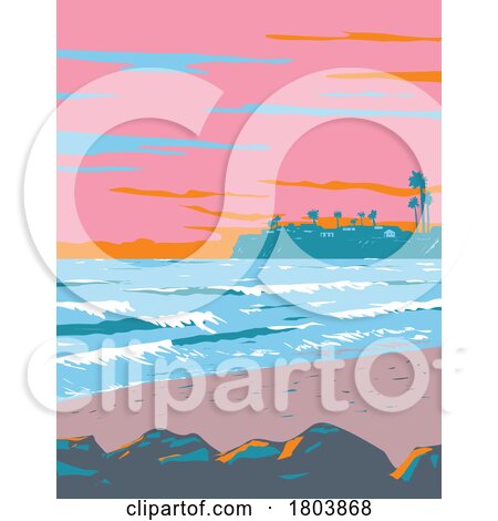 Tourmaline Surfing Park in Pacific Beach San Diego California WPA Poster Art by patrimonio