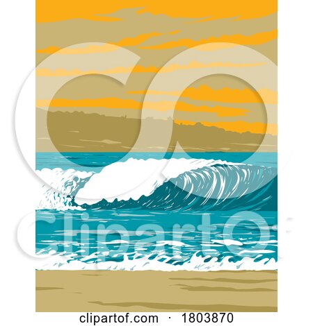 Venice Breakwater in Venice Beach Los Angeles California WPA Poster Art by patrimonio
