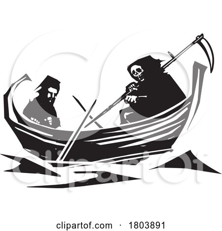 Woodcut Style Death Ferryman by xunantunich