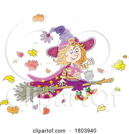 Cartoon Halloween Witch Girl by Alex Bannykh