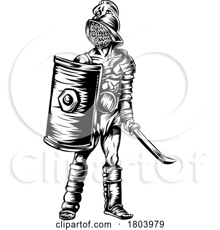 Gladiator Warrior Black and White by Domenico Condello