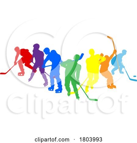 Ice Hockey Silhouette People Player Silhouettes by AtStockIllustration