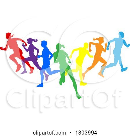 Silhouette Runners Running Sports Silhouettes Set by AtStockIllustration