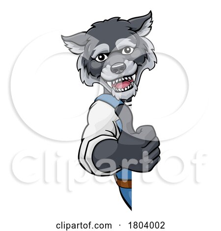Wolf Mascot Decorator Gardener Handyman Worker by AtStockIllustration