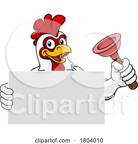 Plumber Chicken Plunger Cartoon Plumbing Mascot by AtStockIllustration