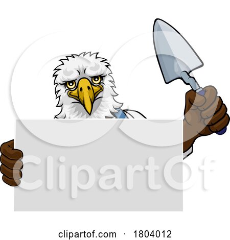 Bricklayer Eagle Bird Trowel Tool Handyman Mascot by AtStockIllustration