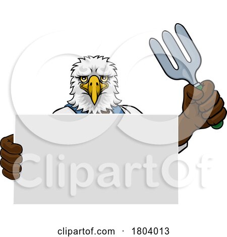 Gardener Eagle Bird Cartoon Handyman Tool Mascot by AtStockIllustration