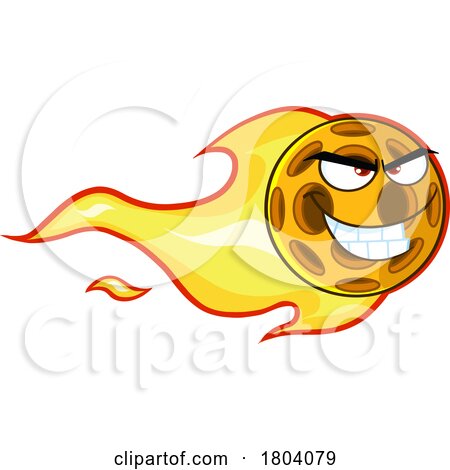 Cartoon Grinning Pickleball with a Fiery Trail by Hit Toon