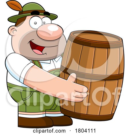 Cartoon Oktoberfest Man Carrying a Beer Keg by Hit Toon