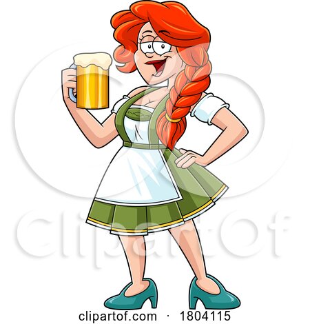 Cartoon Oktoberfest Woman Hodling a Beer by Hit Toon