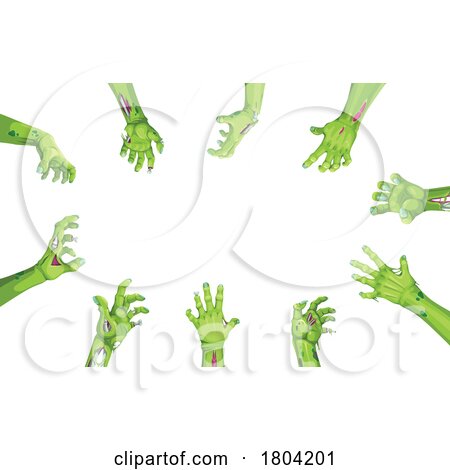 Halloween Border of Zombie Hands by Vector Tradition SM