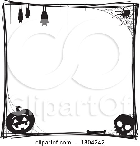 Black and White Halloween Frame or Label Design by Vector Tradition SM