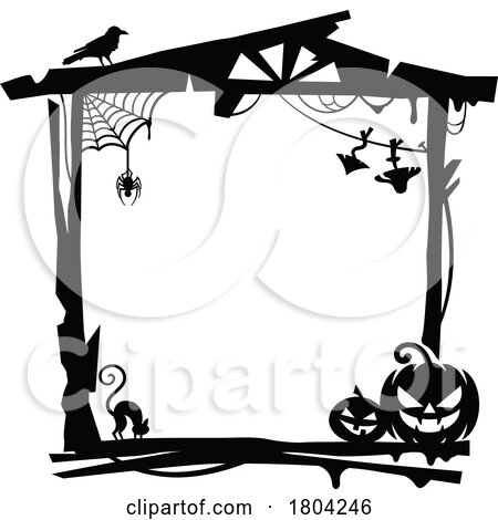 Black and White Halloween Frame or Label Design by Vector Tradition SM