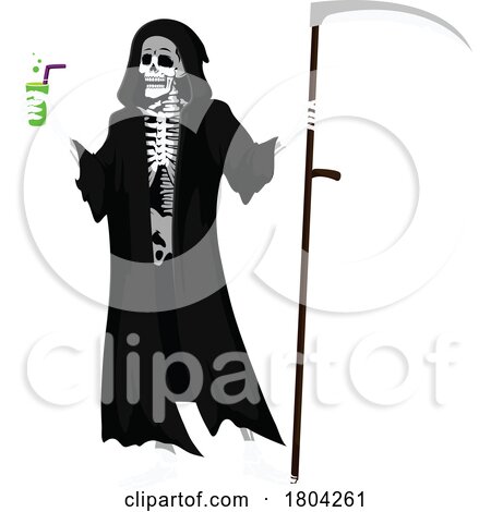 Halloween Skeleton Grim Reaper with a Drink by Vector Tradition SM