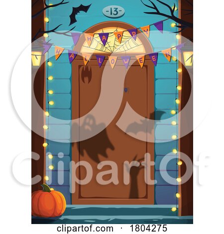Halloween Pumpkin and Door with Shadows by Vector Tradition SM