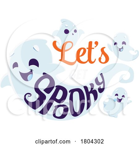 Halloween Ghosts with Lets Get Spooky Text by Vector Tradition SM