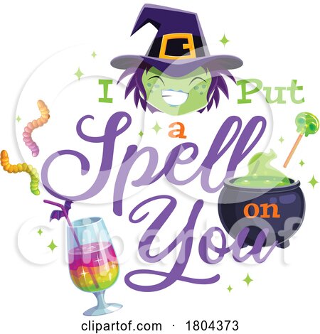 Halloween Witch with I Put a Spell on You Text by Vector Tradition SM