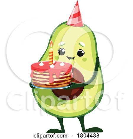 Avocado Food Mascot with Cake by Vector Tradition SM