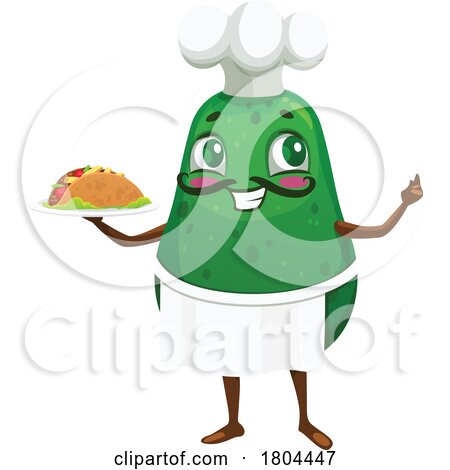 Avocado Chef Food Mascot Serving a Taco by Vector Tradition SM