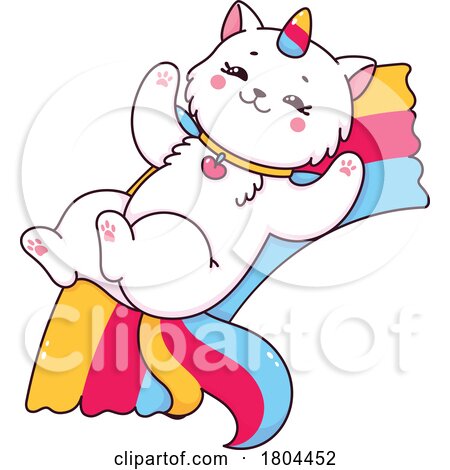 Unicorn Cat Sliding down a Rainbow by Vector Tradition SM
