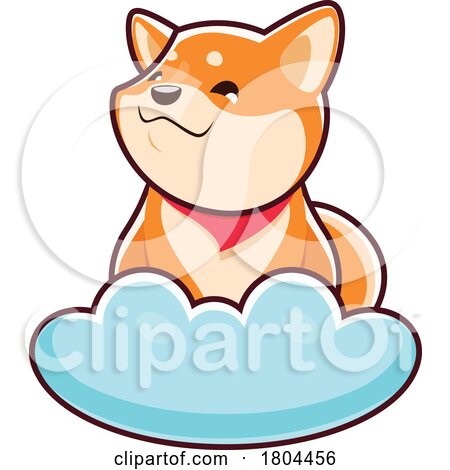 Shiba Inu Dog Sitting on a Cloud by Vector Tradition SM