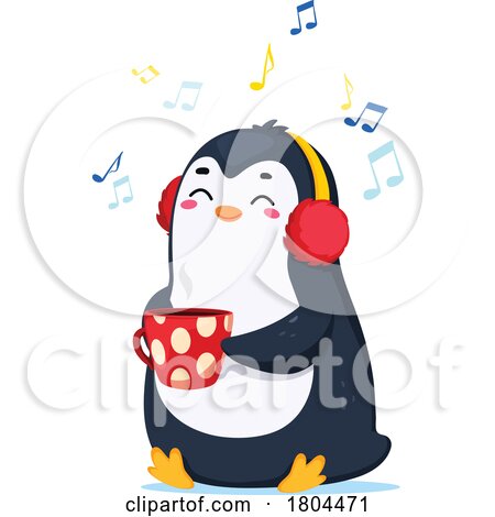 Penguin Listening to Music and Enjoying Coffee by Vector Tradition SM