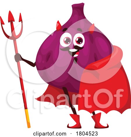 Halloween Devil Fig Food Mascot by Vector Tradition SM