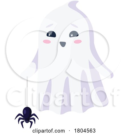 Halloween Ghost with a Pet Spider by Vector Tradition SM