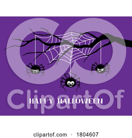 Spiders and Happy Halloween Greeting by Vector Tradition SM