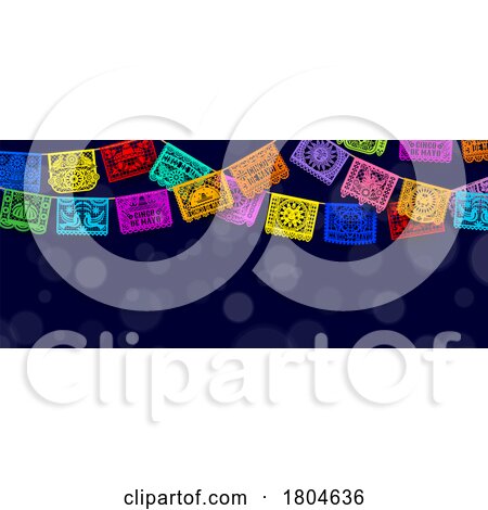Day of the Dead Dia De Los Muertos Background with Papel Picado Banners by Vector Tradition SM