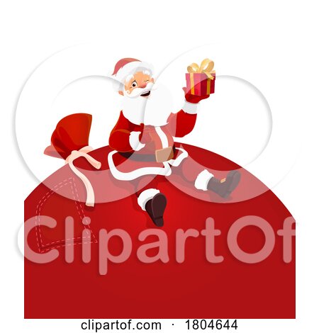 Santa Claus Sitting on a Giant Sack by Vector Tradition SM