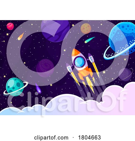 Rocket and Planets in Outer Space by Vector Tradition SM