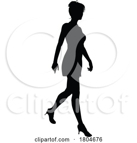 Woman Walking Silhouette by AtStockIllustration