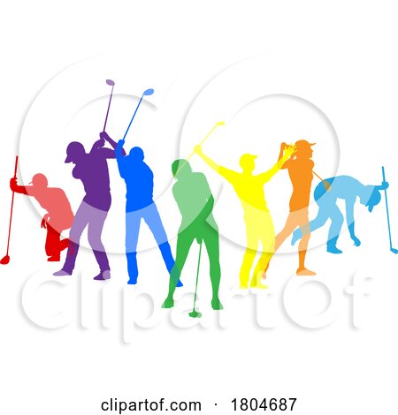 Golfers Golfing Silhouette Golf People Silhouettes by AtStockIllustration