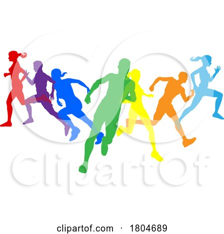 Silhouette Runners Running Sports Silhouettes Set by AtStockIllustration