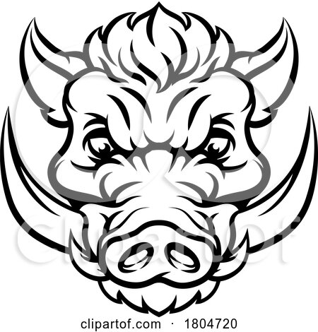 Boar Wild Hog Razorback Warthog Mascot Pig Cartoon by AtStockIllustration