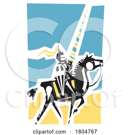 Woodcut Style Medieval Knight on Horseback by xunantunich