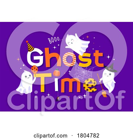 Halloween Ghost Time Design on Purple by Vector Tradition SM