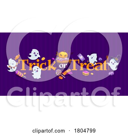 Halloween Ghost and Trick or Treat Design on Purple by Vector Tradition SM