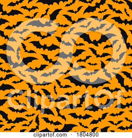 Halloween Background of Bats on Orange by Vector Tradition SM