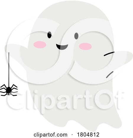Halloween Ghost with a Spider by Vector Tradition SM