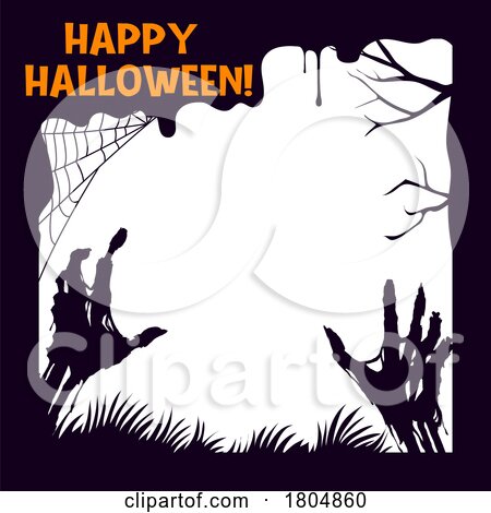 Happy Halloween Zombie Hand Border by Vector Tradition SM