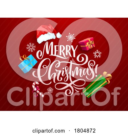 Merry Christmas Greeting on Red by Vector Tradition SM