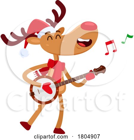 Cartoon Xmas Reindeer Musician by Hit Toon