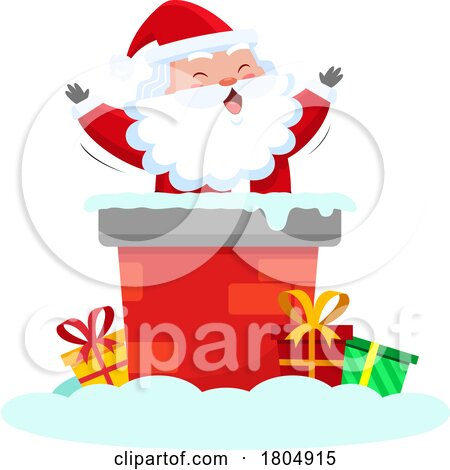 Cartoon Xmas Santa Claus in a Chimney by Hit Toon