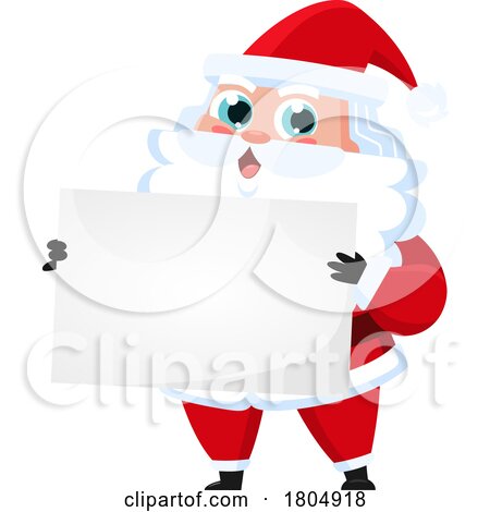 Cartoon Xmas Santa Claus Holding a Sign by Hit Toon