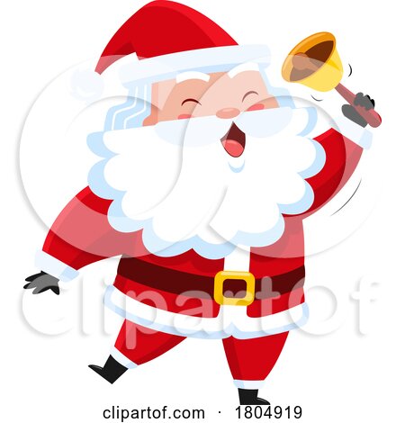 Cartoon Xmas Santa Claus Ringing a Bell by Hit Toon